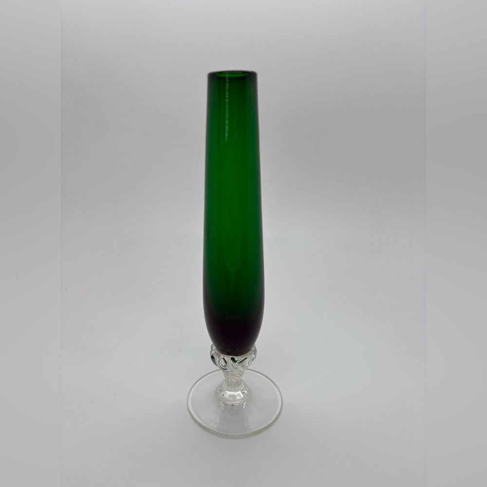 Vintage Empoli Glass Emerald Green Bud Vase